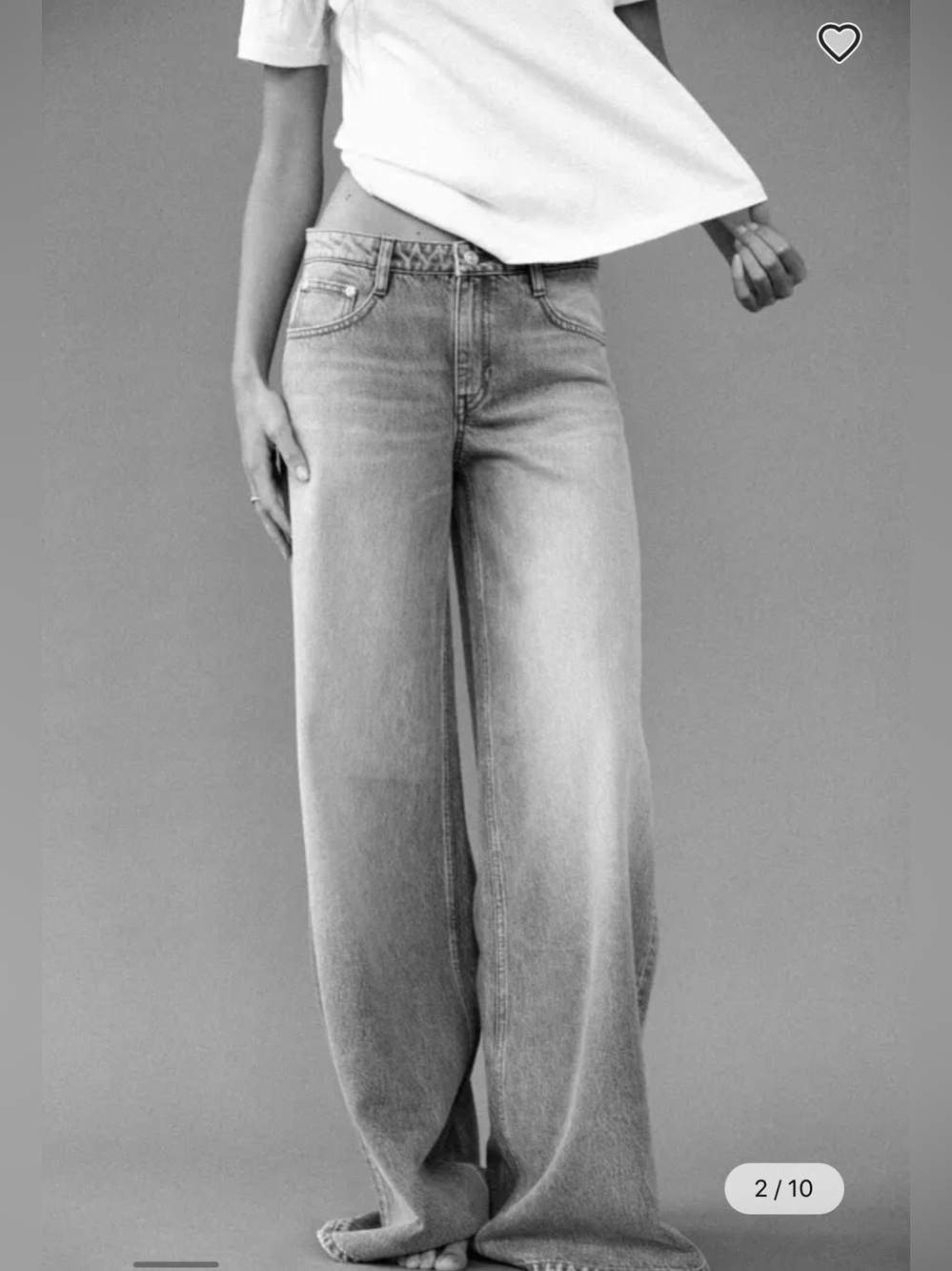 Zara Grey TRF Low Rise Wide Leg Elephant Jeans Acid Wash Full Length Sz 4/26 - Picture 4 of 16